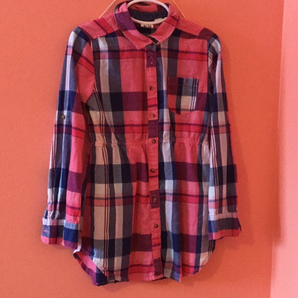 Girls H&M long plaid button up tunic
